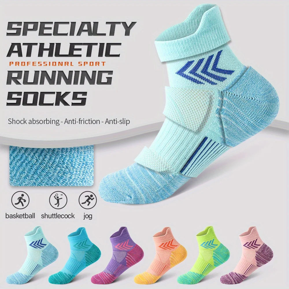 

6 Pairs of Professional Basketball Socks Marathon Running Socks Men's Short Socks Training Badminton Towel Socks Unisex