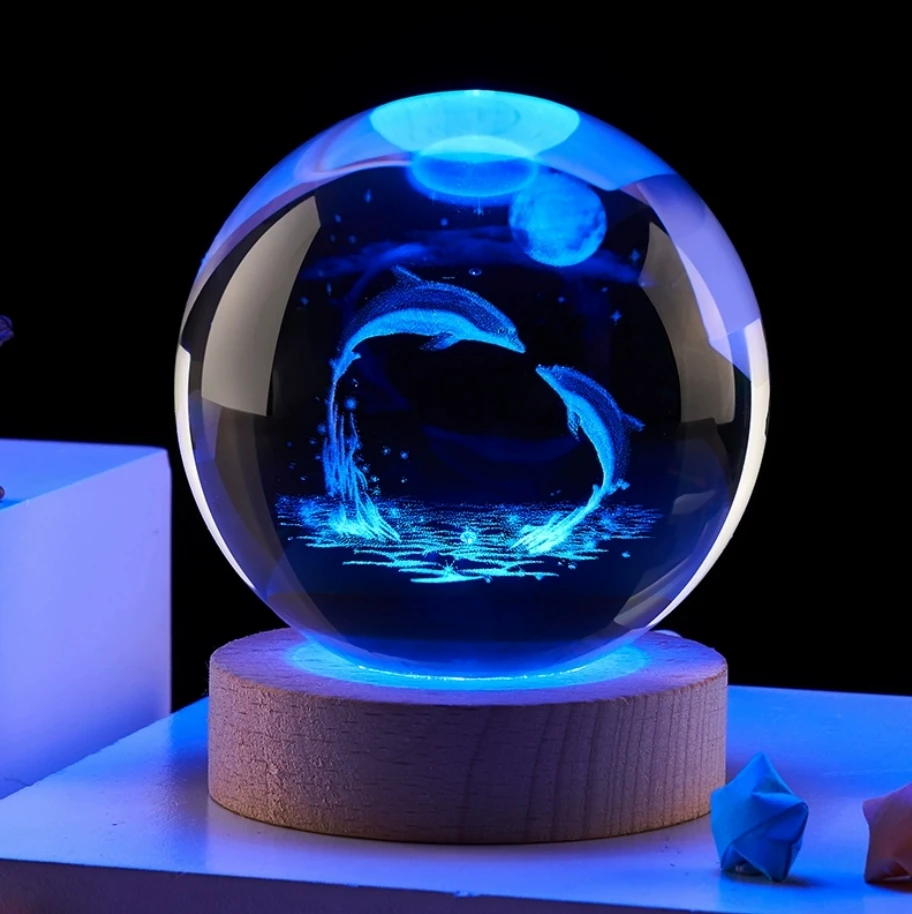 3D Crystal Planet Laser Engraved Solar System Globe Astronomy Birthday Gifts for Children Glass Sphere Home Decoration X Mas