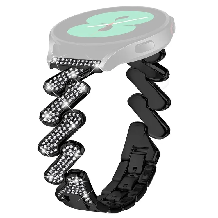 

For Huami Amazfit Cheetah 20mm Zinc Alloy Wrist Band Rhinestones Decor Strap with Stainless Steel Buckle - Black