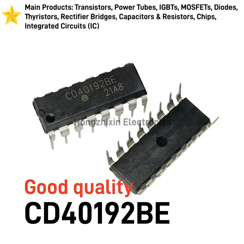 10PCS New CD40192BE DIP‑16 CD40192 4‑Bit Synchronous BCD Up/Down Counter DIP16 IC Chip Electronic Component