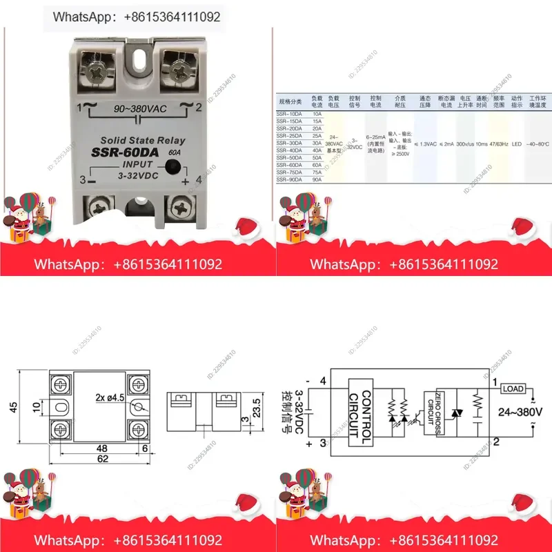 Widely Applied， for SSR-60DA 60A Solid State Relay Cost effective，1pc