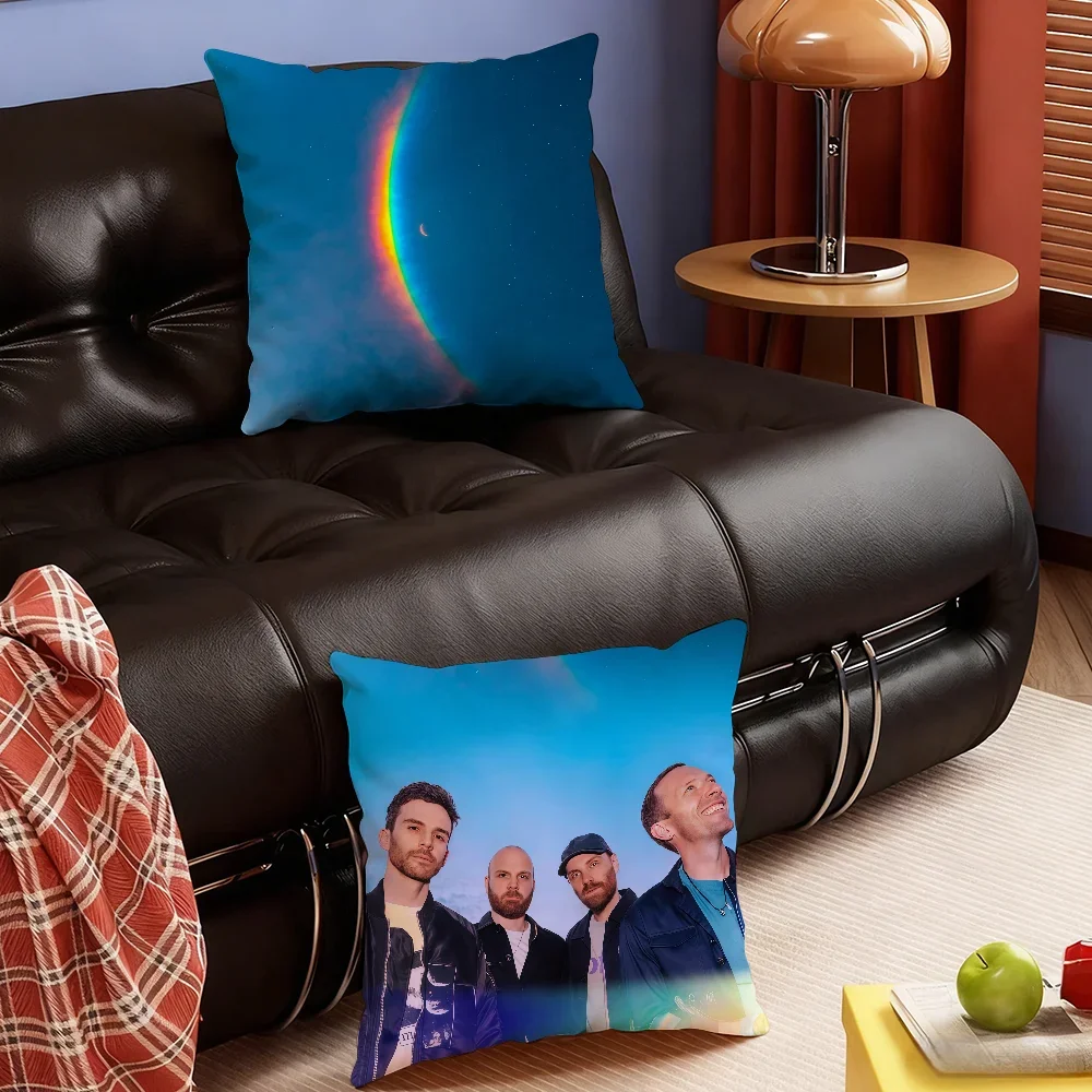 Band C-Coldplay-S Moon Music cushion cover Soft Smooth Pillow Case Hidden Zipper Washable Decorative Couch Office Gift