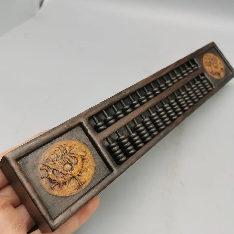 Antique Collection Wooden Long Hetian Jade Abacus Handicraft Home Ornament Gift For Abacus Learning And Collection
