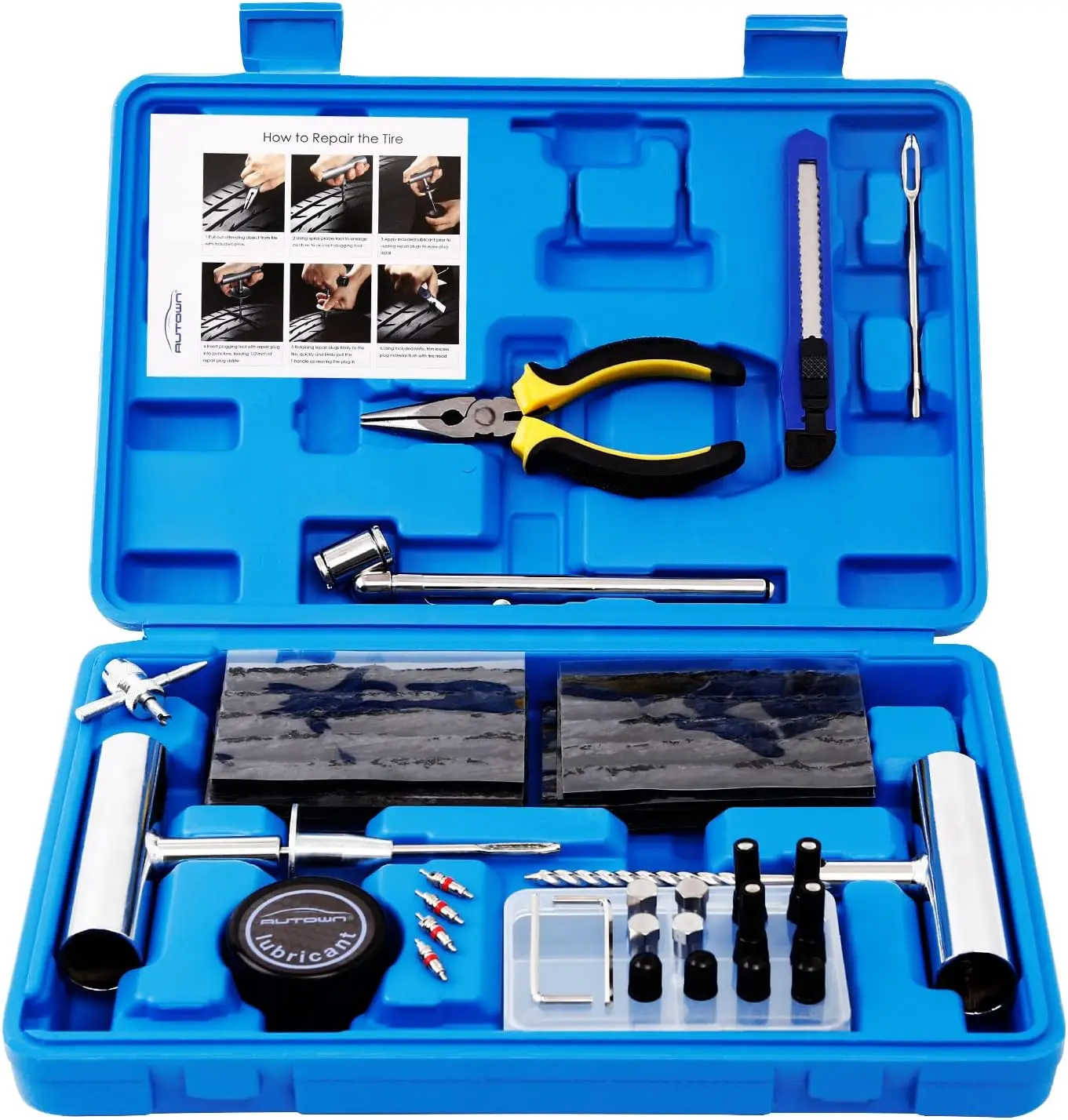 

Tire Repair Kit - 68pcs Heavy Duty Tire Plug Kit, Universal Tire Repair Tools to Fix Punctures and Plug Flats Patch Kit