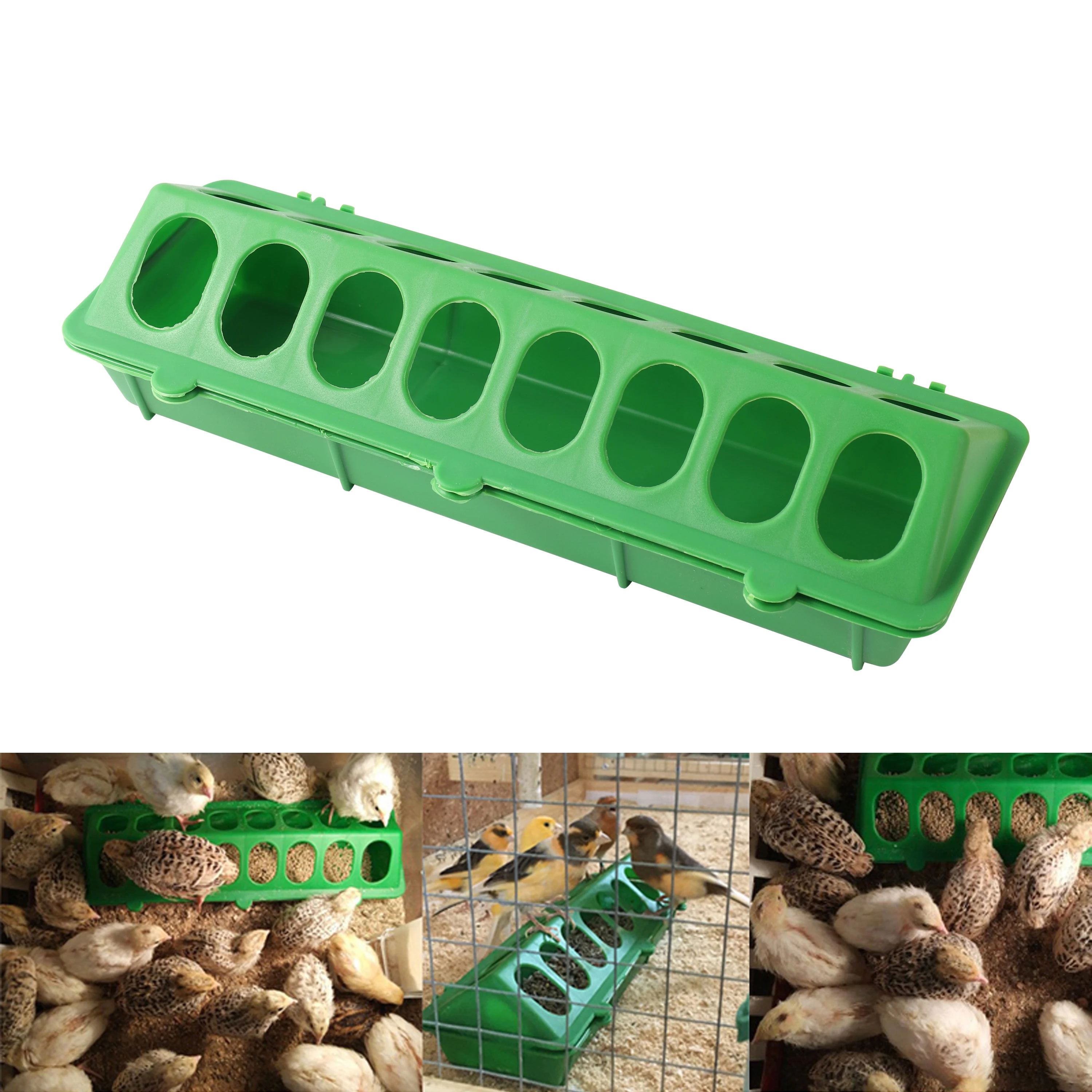 1 Pc Double Row 16 Holes Poultry Ground Feeder Plastic Clamshell Feeding Chicken Groove Farm Breeding Supplies