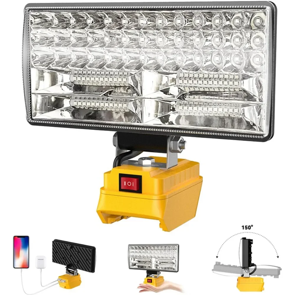 90W LED-Flutlicht-Arbeitsleuchte für DEWALT 18V 20V Akku, kabellose Großflächenlampe für Garage, Werkstatt, Baustelle, Wartungs- und Reparaturarbeiten – Detail 1