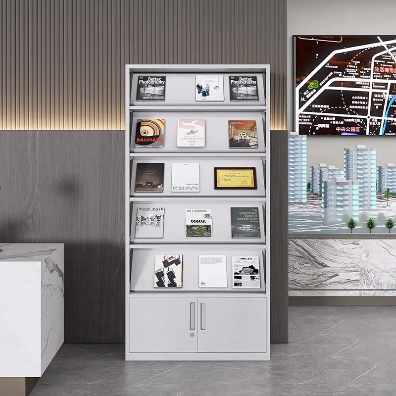 Steel periodical cabinet Whole body Newspaper cabinet Bottom compartment type Book and magazine cabinet with lock Publicity book