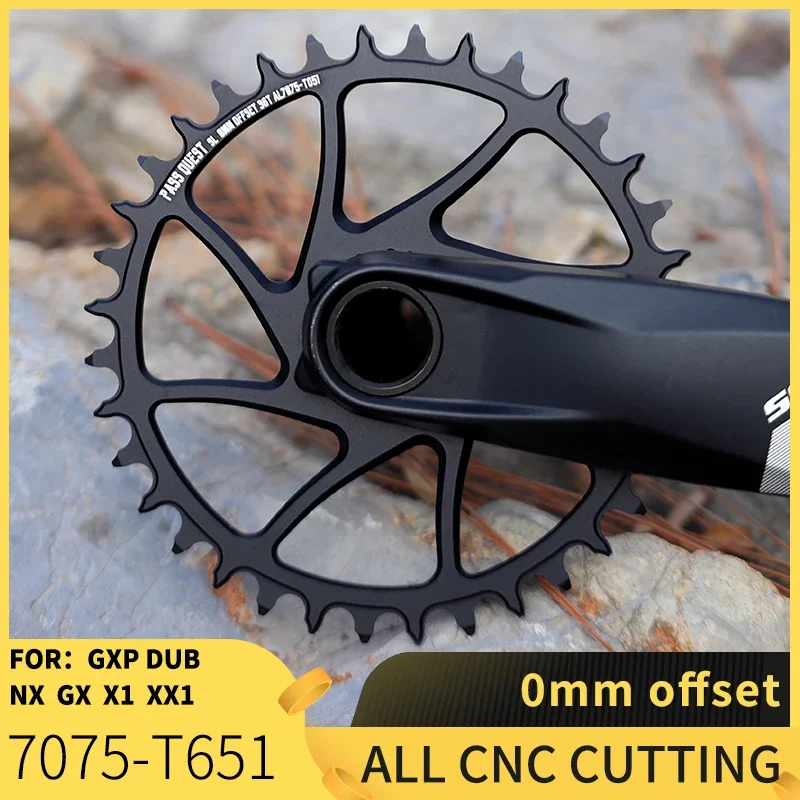 NEW PASS QUEST Round Mountain Bike Narrow Sprocket 30-44T Bicycle Bicycle Sprocket 0mm Offset Crank 7075