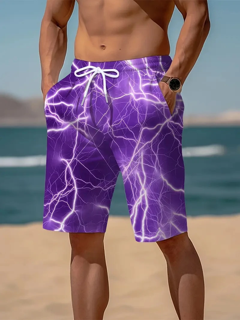 

Мужские пляжные брюки Harajuku Lightning, шорты с 3D принтом, мужские летние дышащие шорты, уличные шорты для фитнеса Y2k, мужские шорты Ropa Hombre