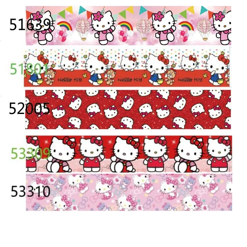 (10yards) Hello Kitty Cartoon Sanrio Grosgrain Ribbon Packing for Hairbows Sewing Accessories Craft Materials Gifts