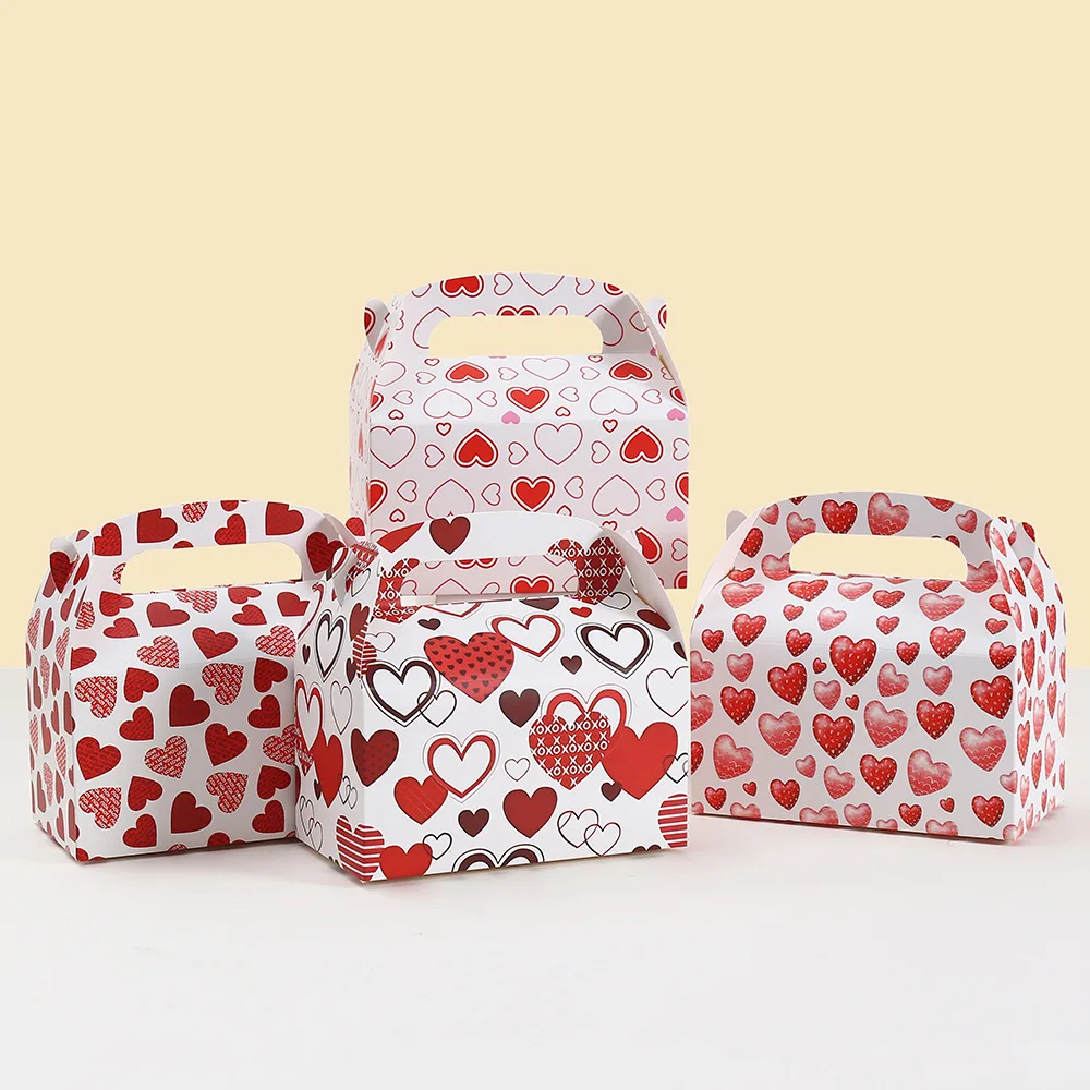 LBSISI Life، صناديق حمل الهدايا الورقية المطبوعة على شكل قلب، قابلة لإعادة الاستخدام ومثالية لعلاجات عيد الحب والمفضلة، وتعبئة هدايا الحلوى