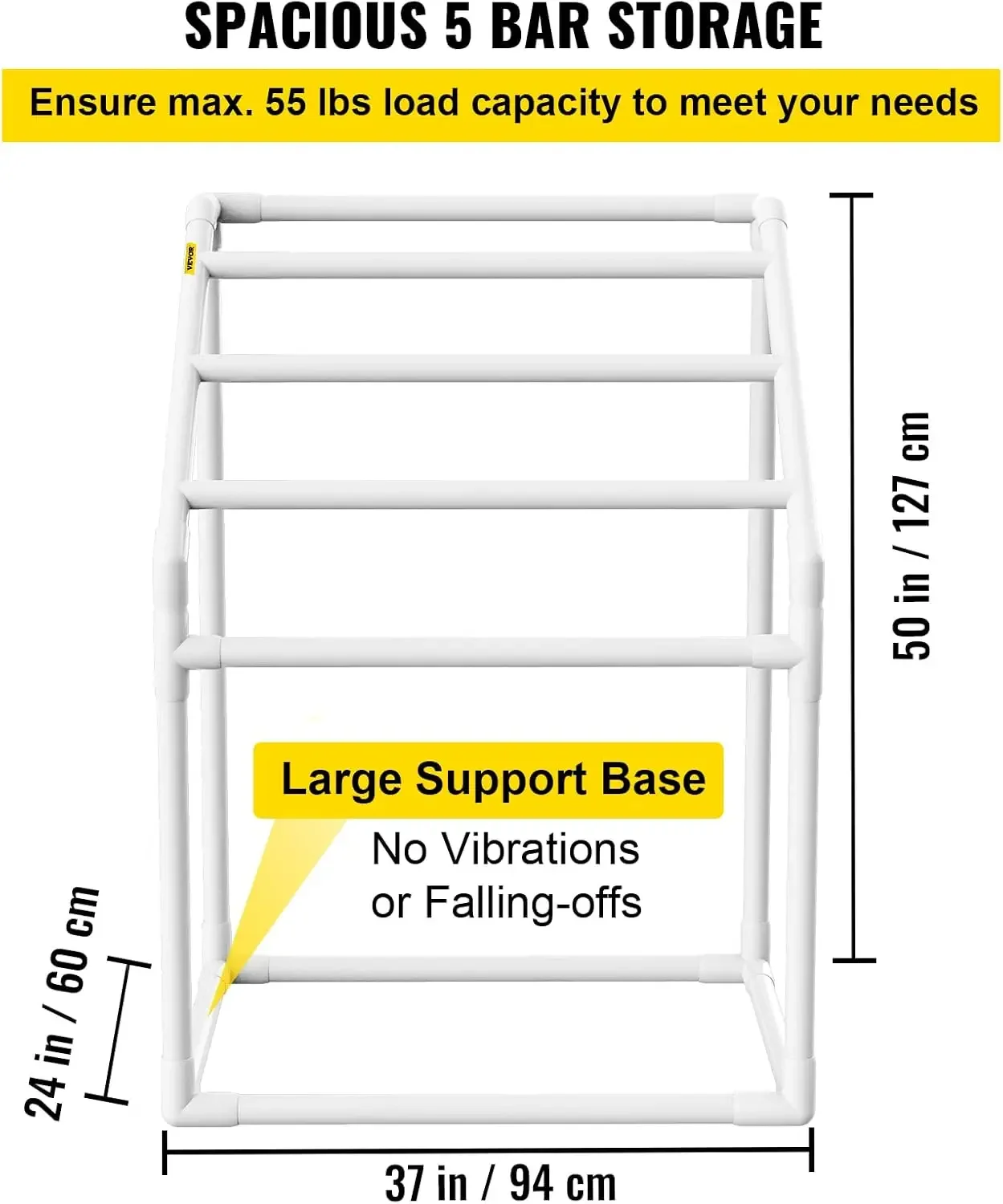 Pool Towel Rack, 5 Bar, White, Freestanding Outdoor PVC Trapedozal Poolside Storage Organizer, Include 8 Towel Clips