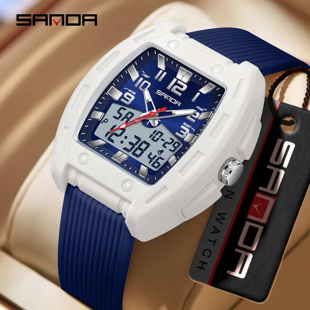 SANDA Men's Fashion Quartz Wristwatch Casual Sport Chronograph Waterproof Date Week Double Calendar Display Luxury Student Watch