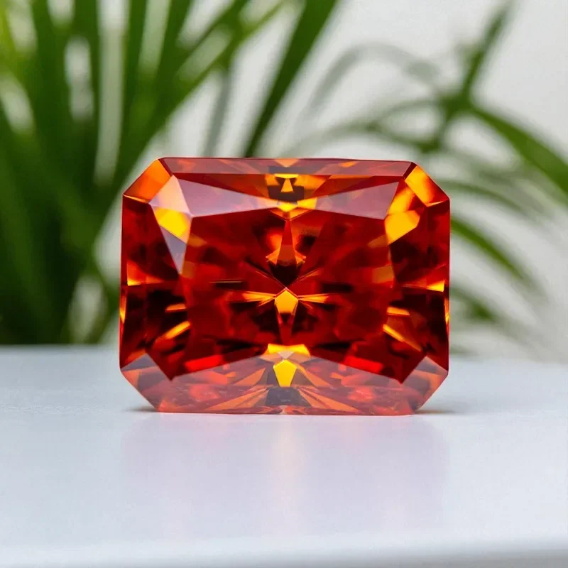 Moissanit-Stein, orangefarbener VVS1-Radiant-Schliff, künstlicher Edelstein, DIY-Ring, Halskette, Ohrringe, Hauptmaterialien mit Zertifikat – Detail 3