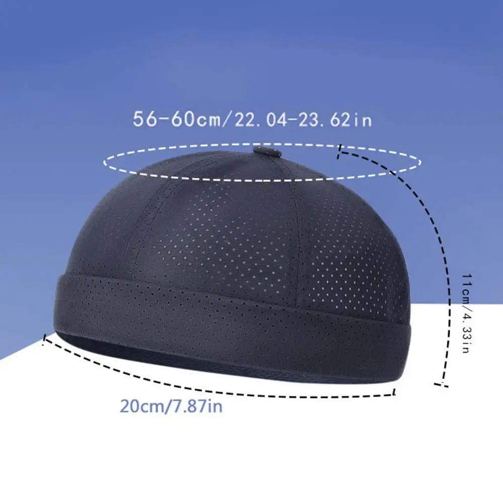 Ciepła Oddychająca Czapka Skullcap Unisex z Elastycznymi Panelami, Czapka Docker, Streetwearowa Czapka Dome, Czapki Hip Hop, Regulowane Wiosenne Czapki Bez Daszka z Siatką