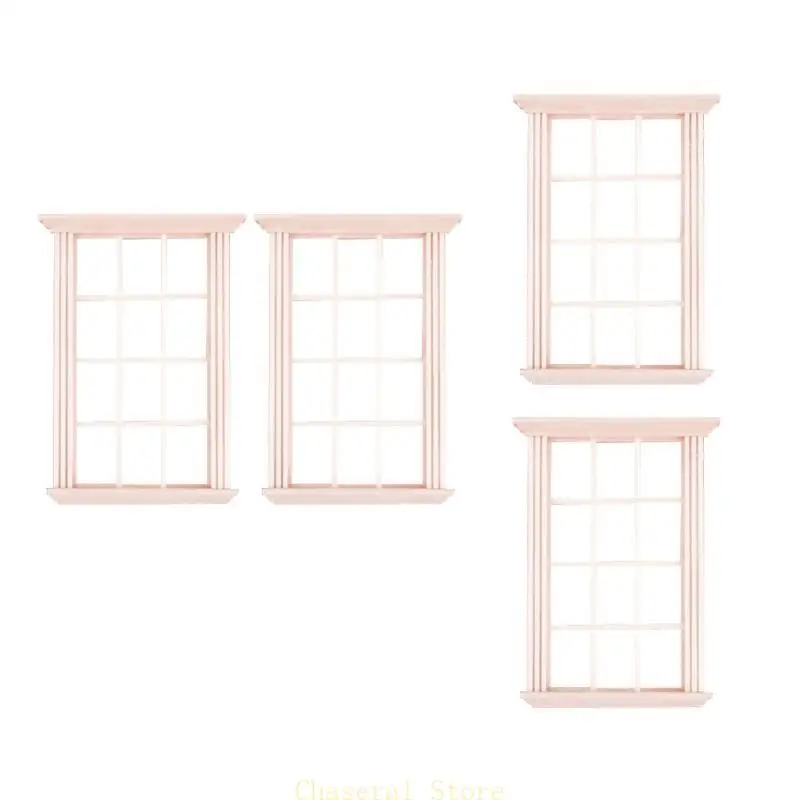 

E7CE 4 Pieces Dollhouses Window Frames Miniature Sturdy Craft Supplies