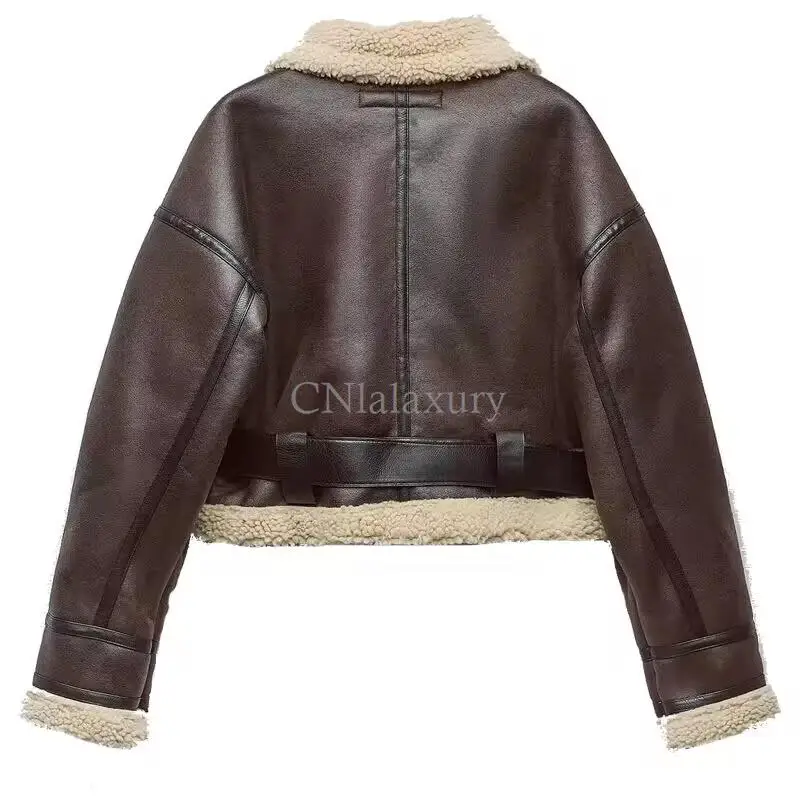 CNlalaxury 2023 Autumn Winter New Women Integration Of Fur And Fur Jacket Overcoat Coat Zipper Warm Chic Comfort