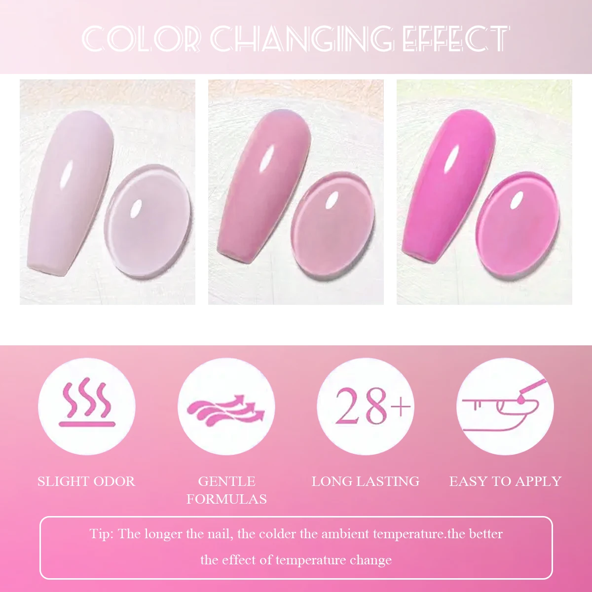 GAVY Smalto per unghie gel che cambia colore sensibile alla temperatura da 6 pezzi, liquido, con glitter, manicure a lunga durata, regalo perfetto