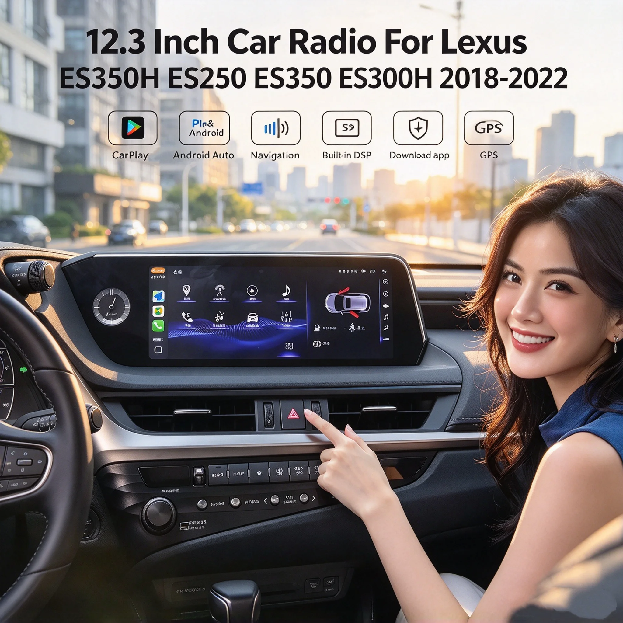 12.3inch CarPlay For Lexus ES 2018-2022 ES350H ES250 ES350 ES300H Android 14 GPS Stereo Car Multimedia Video Player Head Unit