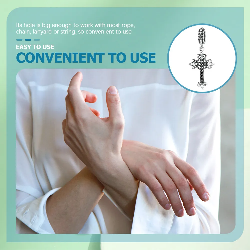 

Vintage Cross Charm Pendant Large Hole for Bracelets Necklaces Key Chains DIY Jewelry Crafts Bracelet Cross Bead Charm