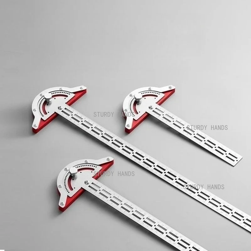 1pc Stainless Steel Woodworking Protractor, T-shaped Angle Ruler, Office Marking Measurement Ruler Tool, Hardware Accessories