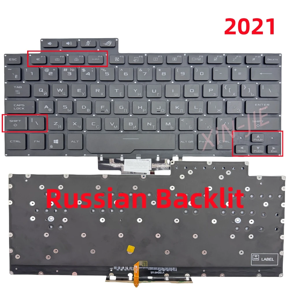XIN-Russian-US  Backlight  Laptop  Keyboard  For ASUS ROG Zephyrus G14 GA401 GA401I GA401IV GA401U GA401M GA401QM 2021 Years