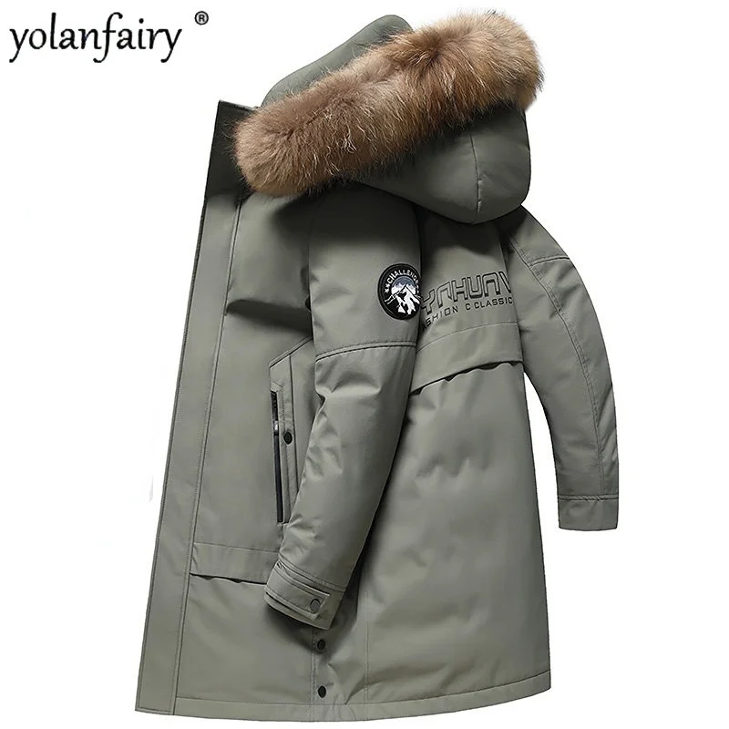 

2024 Winter New Men's Down Jacket Mens Clothing Clothes Long Hooded Waterproof Large Fur Collar Puffer Men Veste Homme FC