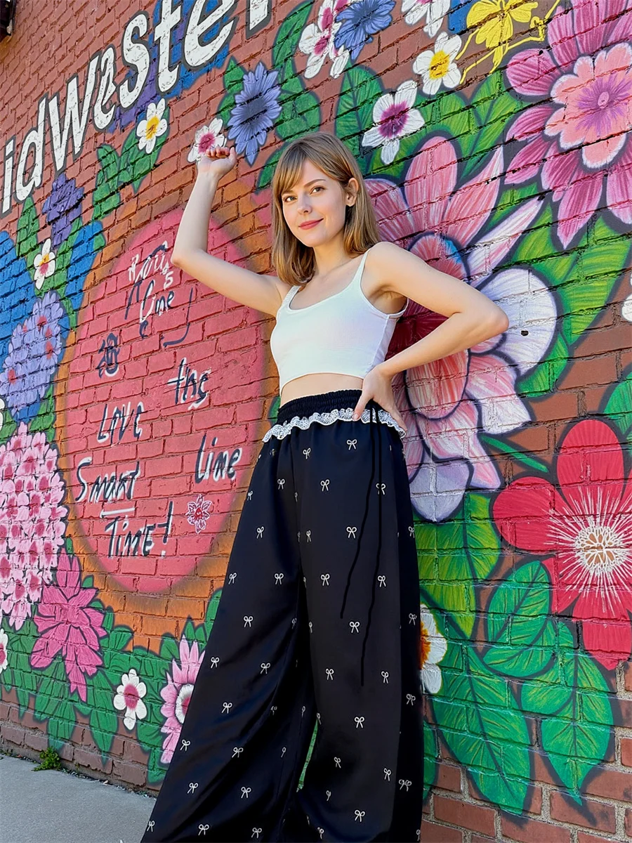 المرأة السراويل الفضفاضة الأسود المشمش نمط غير رسمي التدرج اللون المرأة موضة قوس قزح أومبير صبغ العصرية الحديثة الشباب أنيق نادي #6