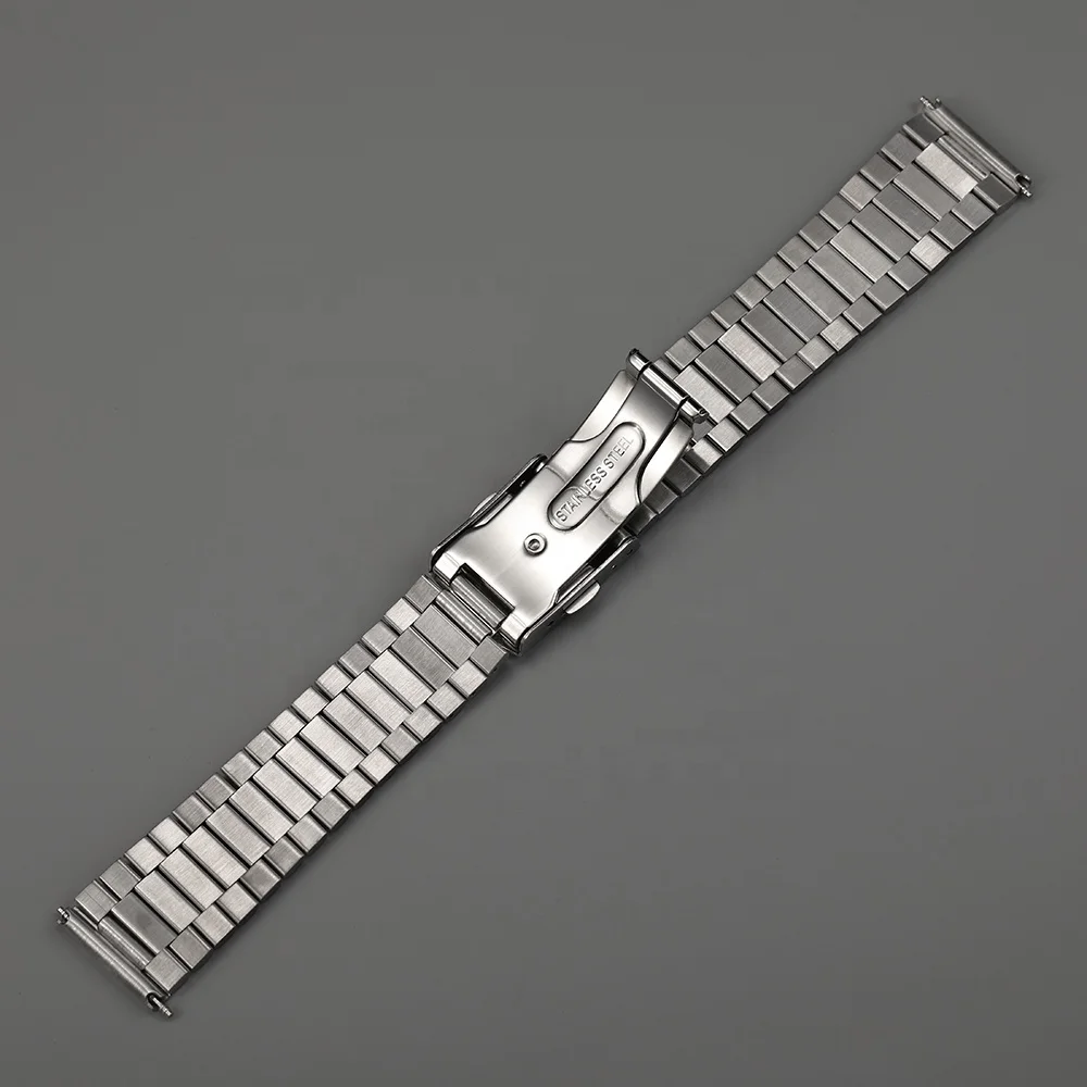 Silver Stainless Steel 18MM 20MM 22MM Flat President Watch Band Strap Band Bracelet Fit For RLX SKX Watch