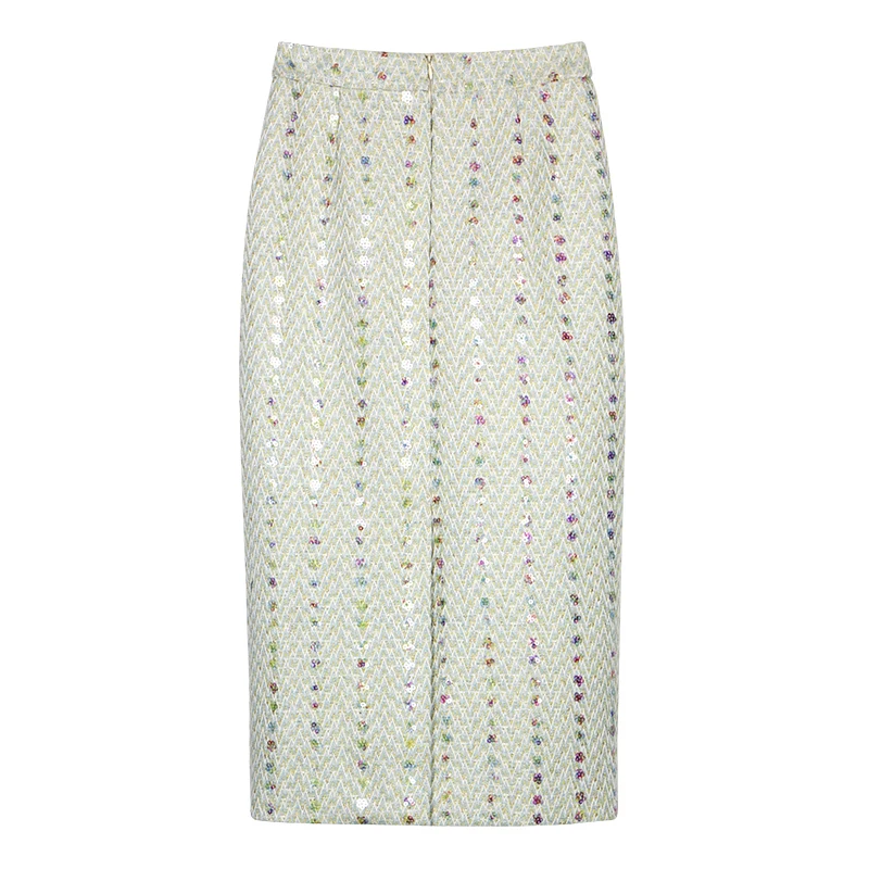 New fashionable and elegant light luxury socialite high-end heavy industry sequin temperament small fragrance style slim skirt