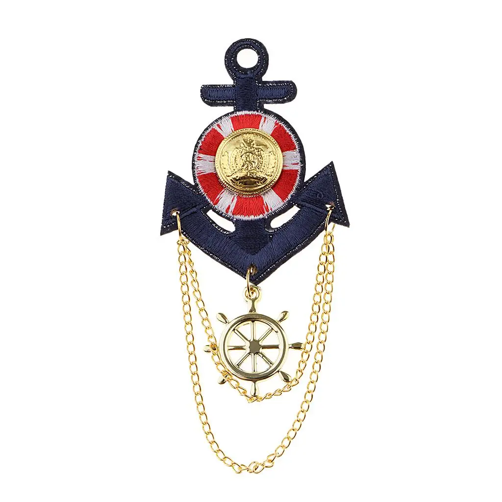 Retro Brooch Pin with Navy Anchor Badge Vintage Decorative Pin for British Fashion Clothes Accessories