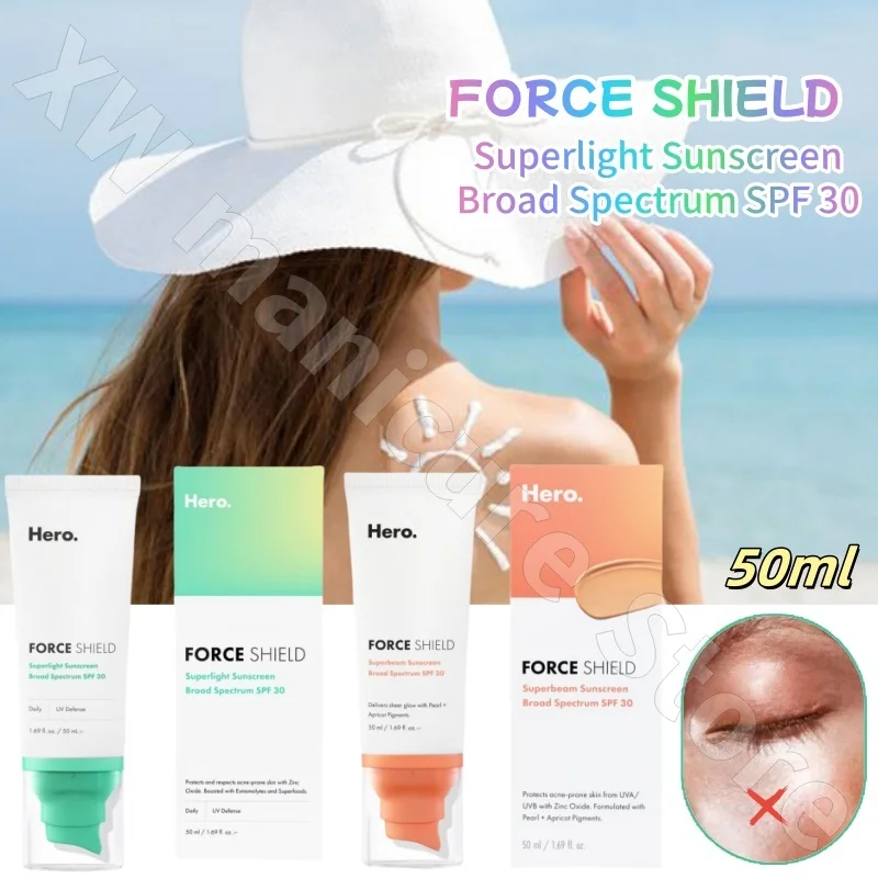Hero Cosmetics Light Green Pure Physical Sunscreen Isolation 50ml Power Shield Lightweight Sunscreen Apricot Color