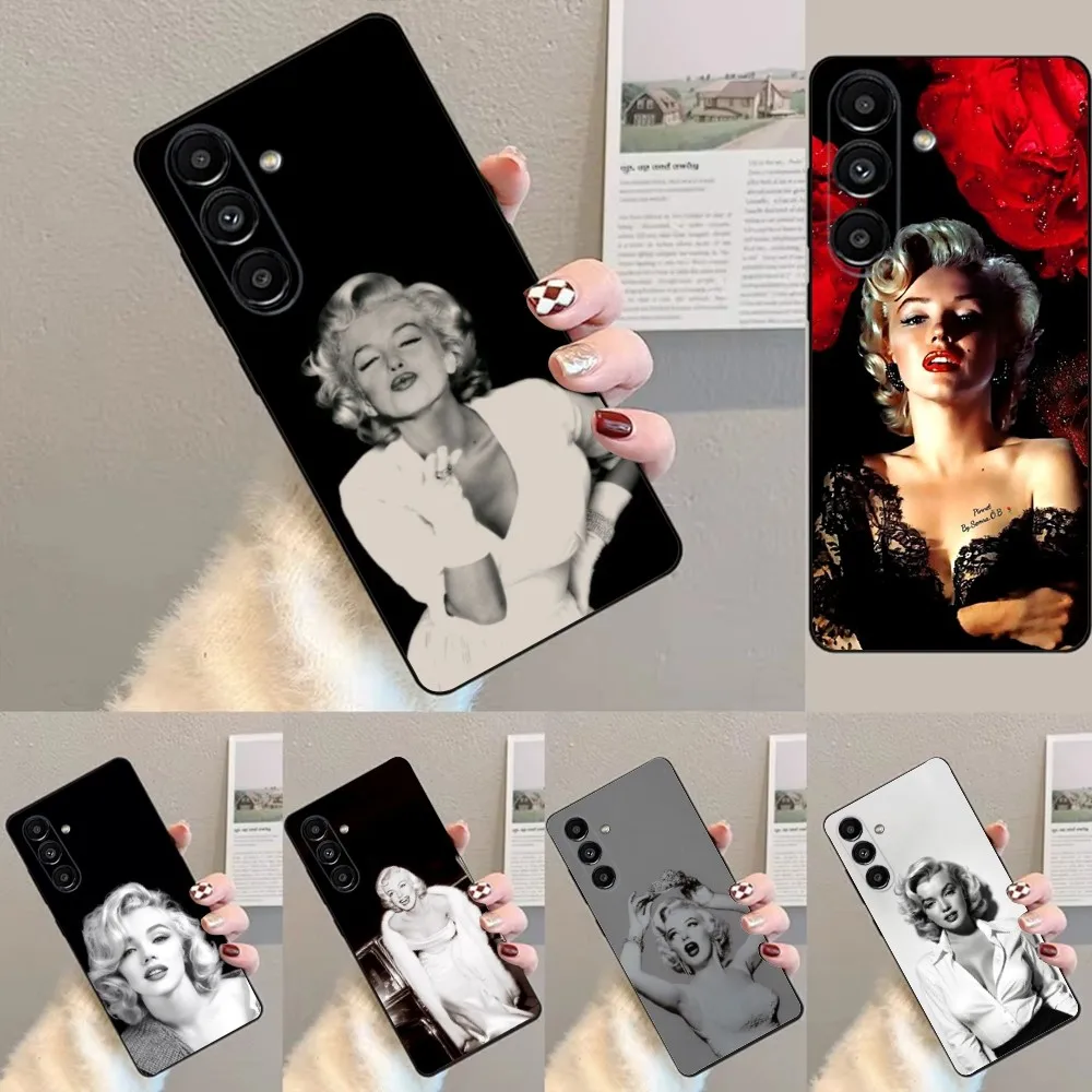 M-Marilyn Monroe  Phone Case For Samsung S24,23,22,30,21,10,9,Ultra,Plus,Lite,FE,Soft Silicone Black Cover