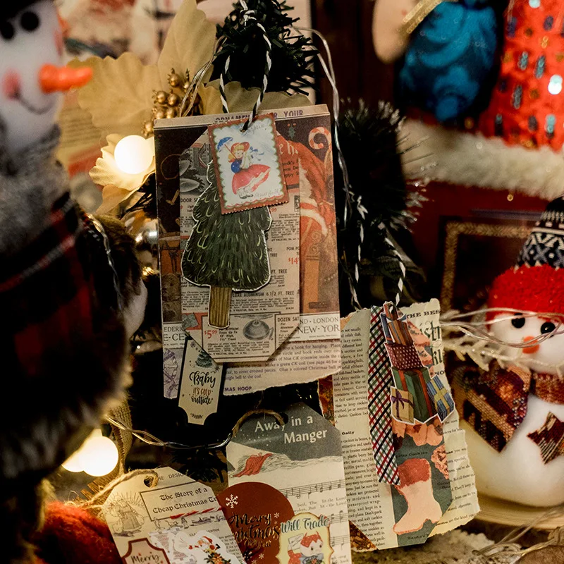 مادة موضوع عيد الميلاد العتيقة ، مذكرات زخرفية ، سكرابوكينغ ، لوازم مشغولات يدوية ، 50 ورقة خلفية