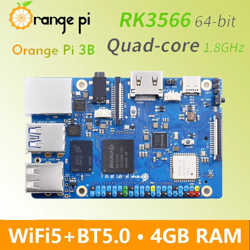 Orange Pi 3B 4GB Ram LPDDR4 Rockchip RK3566 Mini PC WiFi5+BT5.0 BLE M2 SSD Single Board Computer Orangepi 3B Single Board