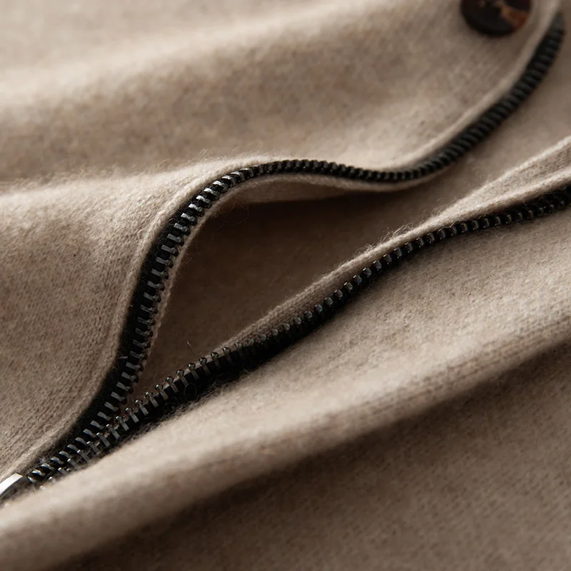 ADDONEE الثقيلة الرجال 100% سترة الكشمير المعنقة س الرقبة سستة سترة معطف الخريف الشتاء سميكة الدافئة الكشمير تريكو الملابس