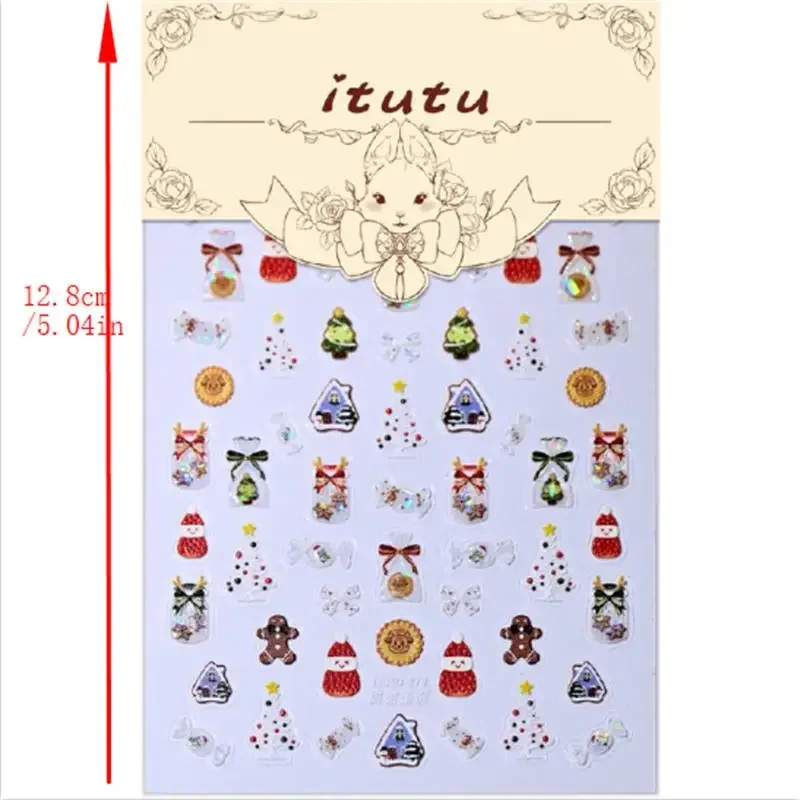 Cute Christmas Style Snowman Nail Art Stickers Shell Light Nail Art Print Embossed Stickers Nail Art Decoration Christmas Gifts