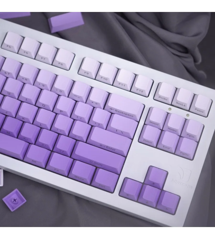 Purple gradual change positive/side engraved mechanical keyboard keycap 125 key PBT hot sublimation cherry original height