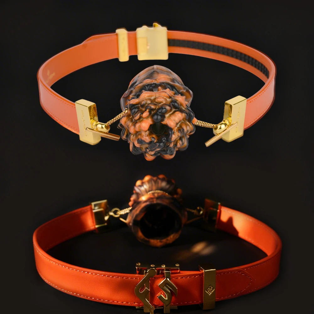 YOCYWearable Mouth Gag Set BDSM Product Store Mouth Plug Open Mouth Sexy Lips Mouth Flirty Sex Toy Adjustable Leather Strap