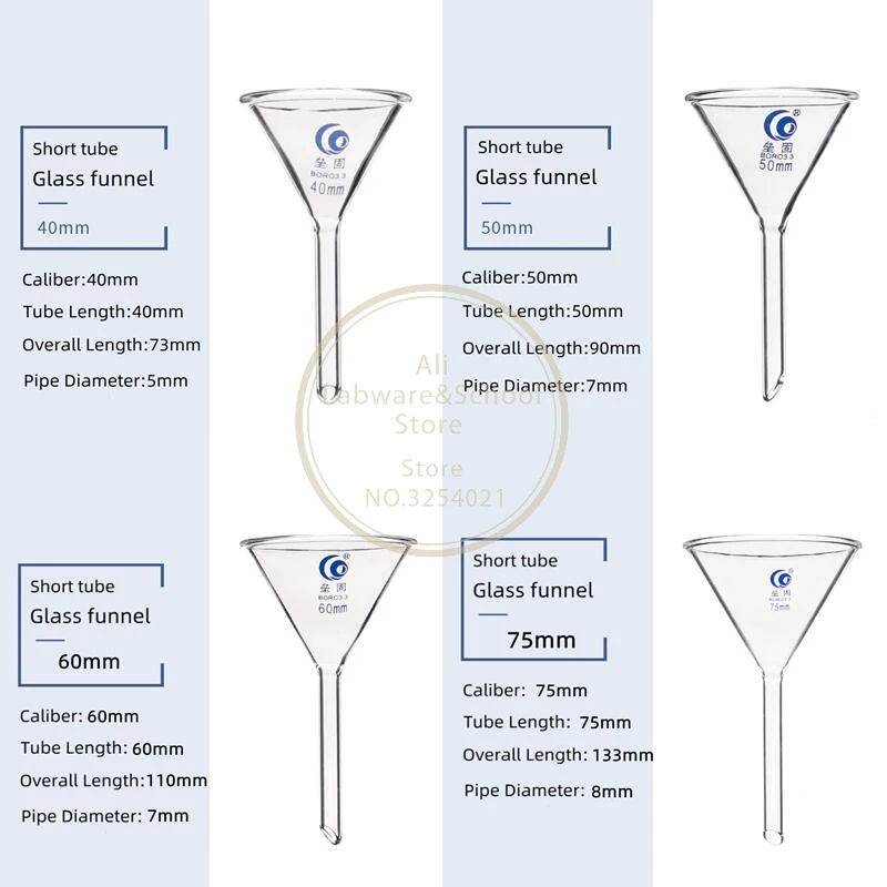 All sizes 40mm to 150mm Lab Triangle Glass funnel Thicked Borosilicate Glass Funnel Laboratory Equipment