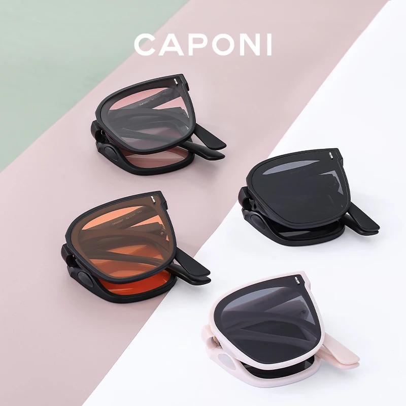 

CAPONI Foldable Sunglasses For Women Polarized Anti Glare Folding Sun Glasses Muti Colors UV400 Protect With Round Box CP22007