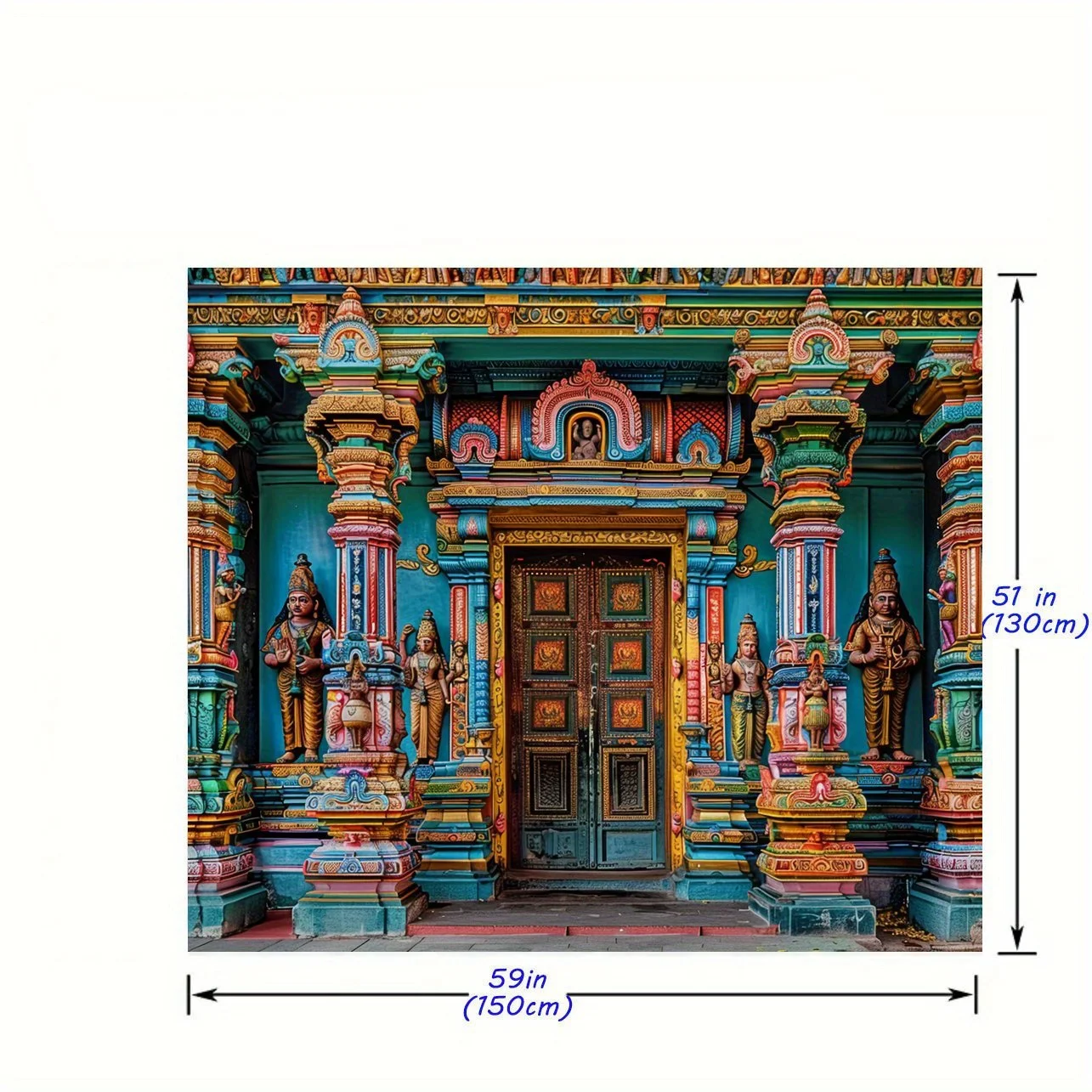 Kolorowe tło drzwi świątyni indyjskiej: idealne do dekoracji indyjskich urodzin, - odpowiednie na jesienne i zimowe festiwale