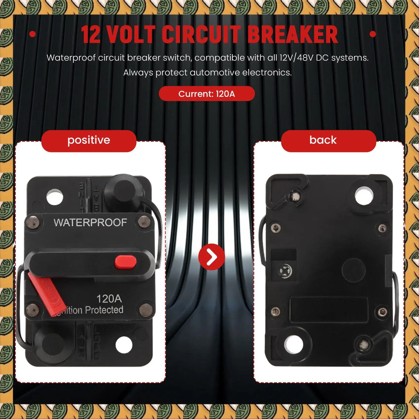 

Водонепроницаемый автоматический выключатель A77I, с ручным сбросом, 12 В-48 В постоянного тока, для автомобильных морских троллинговых двигателей, защита питания лодки