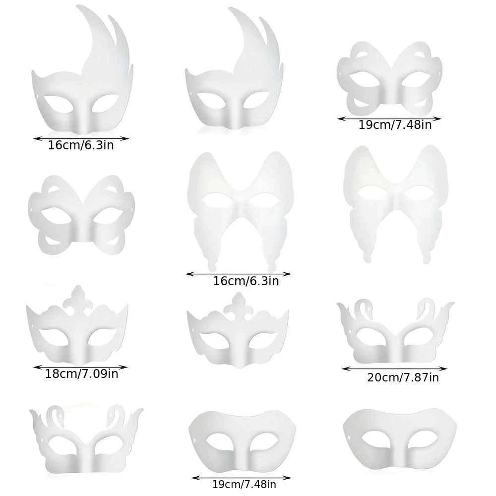 12pcs New Butterfly Style Mask DIY Hand Painted Halloween Christmas Anime Party Ball Supplies Blank DIY Mask