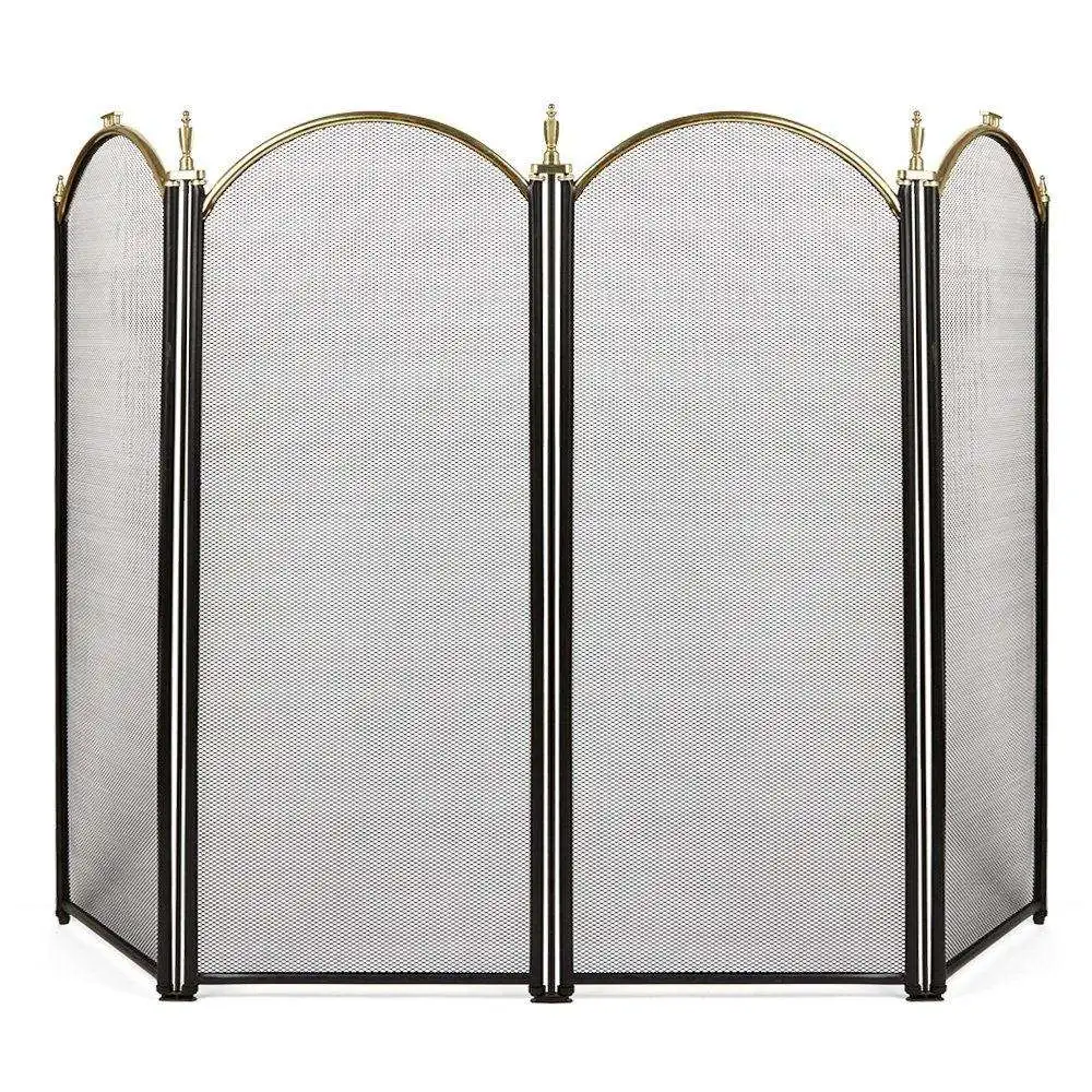 4 Panel Mesh Iron Wire Fireplace Screen Indoor Decorative Fire Pit Spark Guard Screen