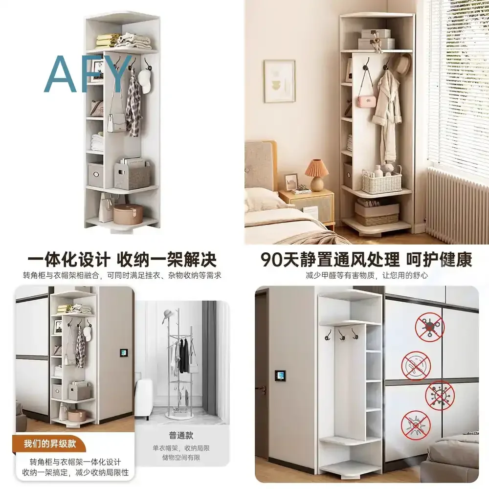 Corner Cabinet Shelf for Home Living Room Bedroom Wardrobe Triangle Floor Standing Storage Organizer Space Saving Corner Unit