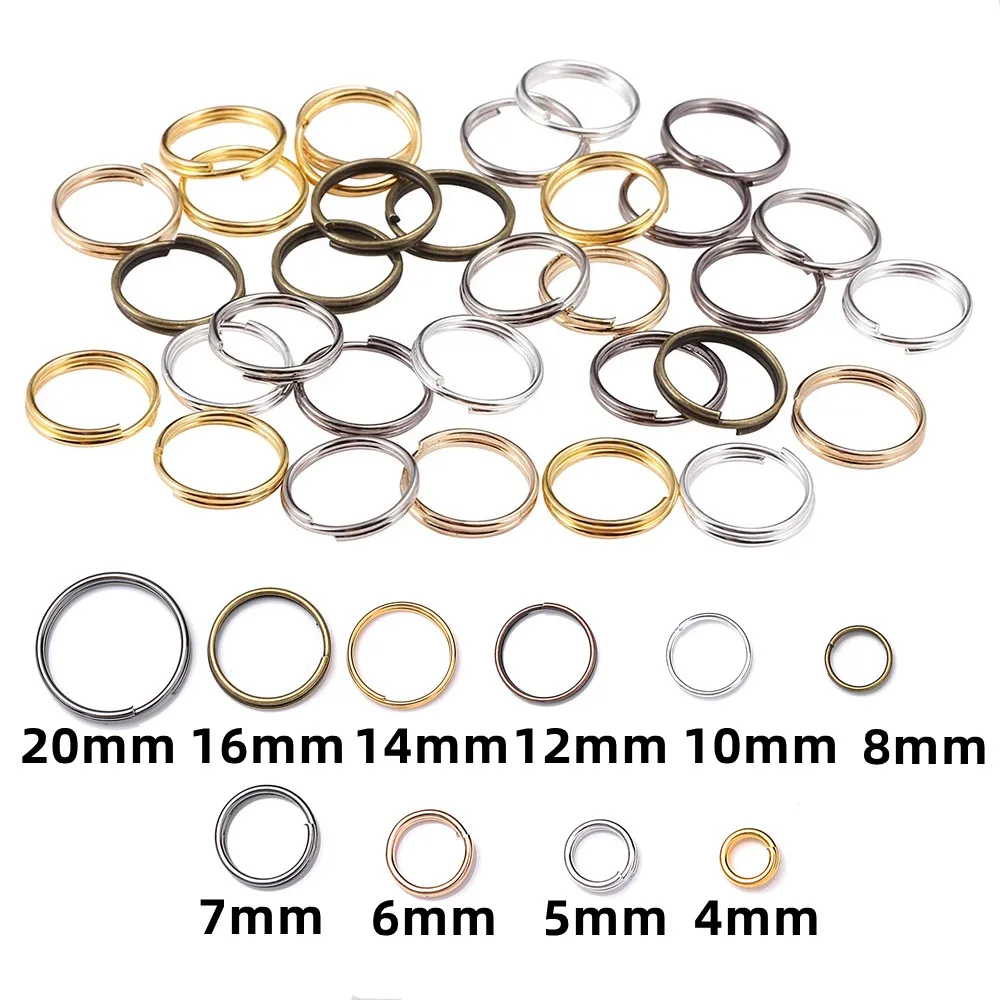 50-200pcs Key Holder Open Jump Rings Split Rings Double Loops Circle 4-20mm Keychain Ring Connectors for Jewelry Making Wholesal