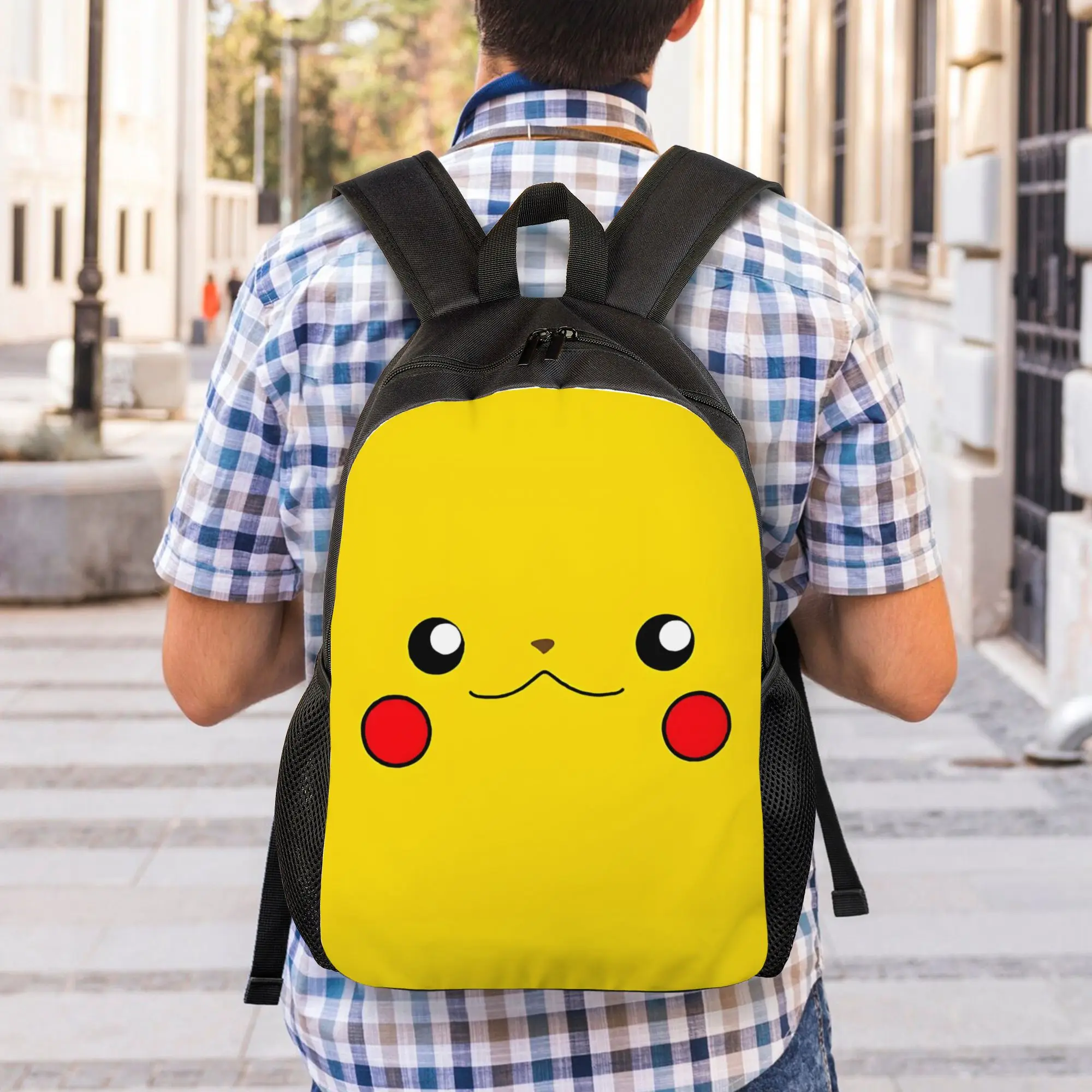 

Back to school season Personalised Pikatchu Face Storage Bag Pokemon For Women Handbag Backpack