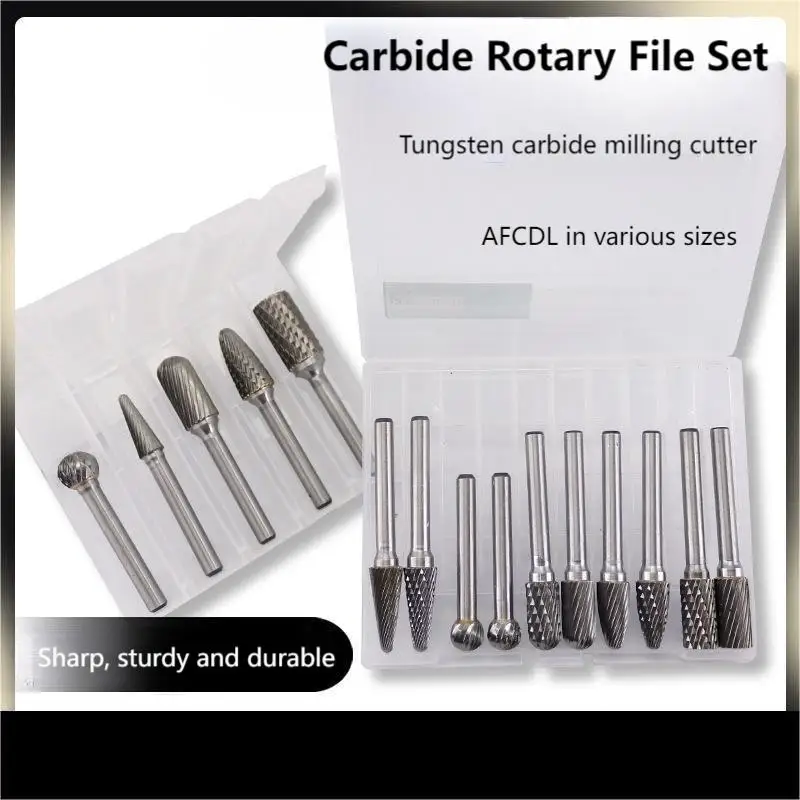 

5PCS/SET 6mm Shank Tungsten Carbide Rotary Point Burr Set File Kit for Drill Milling Cutter Carving Bit Metal Woodworking Tools