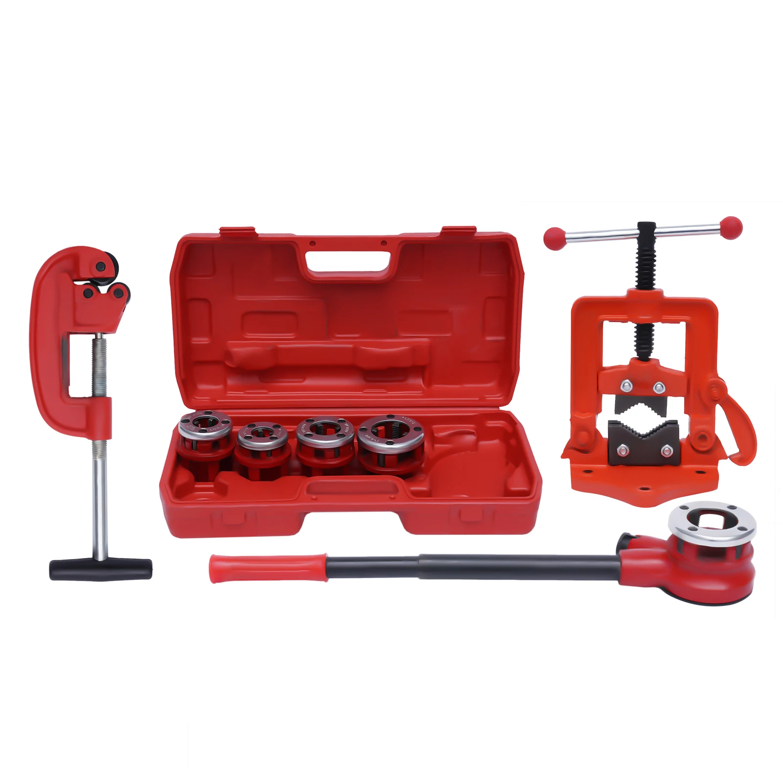 มือถือท่อ Threader RATCHET ประเภทชุด 5 Dies ชุดแบบพกพาเครื่องตัดท่อประปาเครื่องมือพกพา 3/8 '', 1/2'', 3/4''